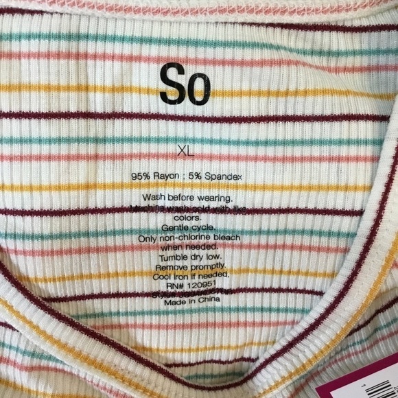 SO XL long sleeve ribbed tee w/ruffle hem green yellow - Picture 9 of 12